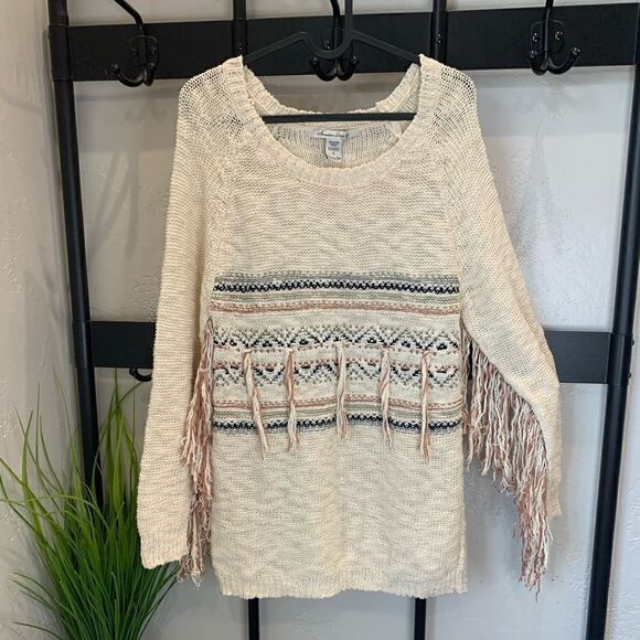 American rag fringe boho knitted sweater, size small - Picture 1 of 11